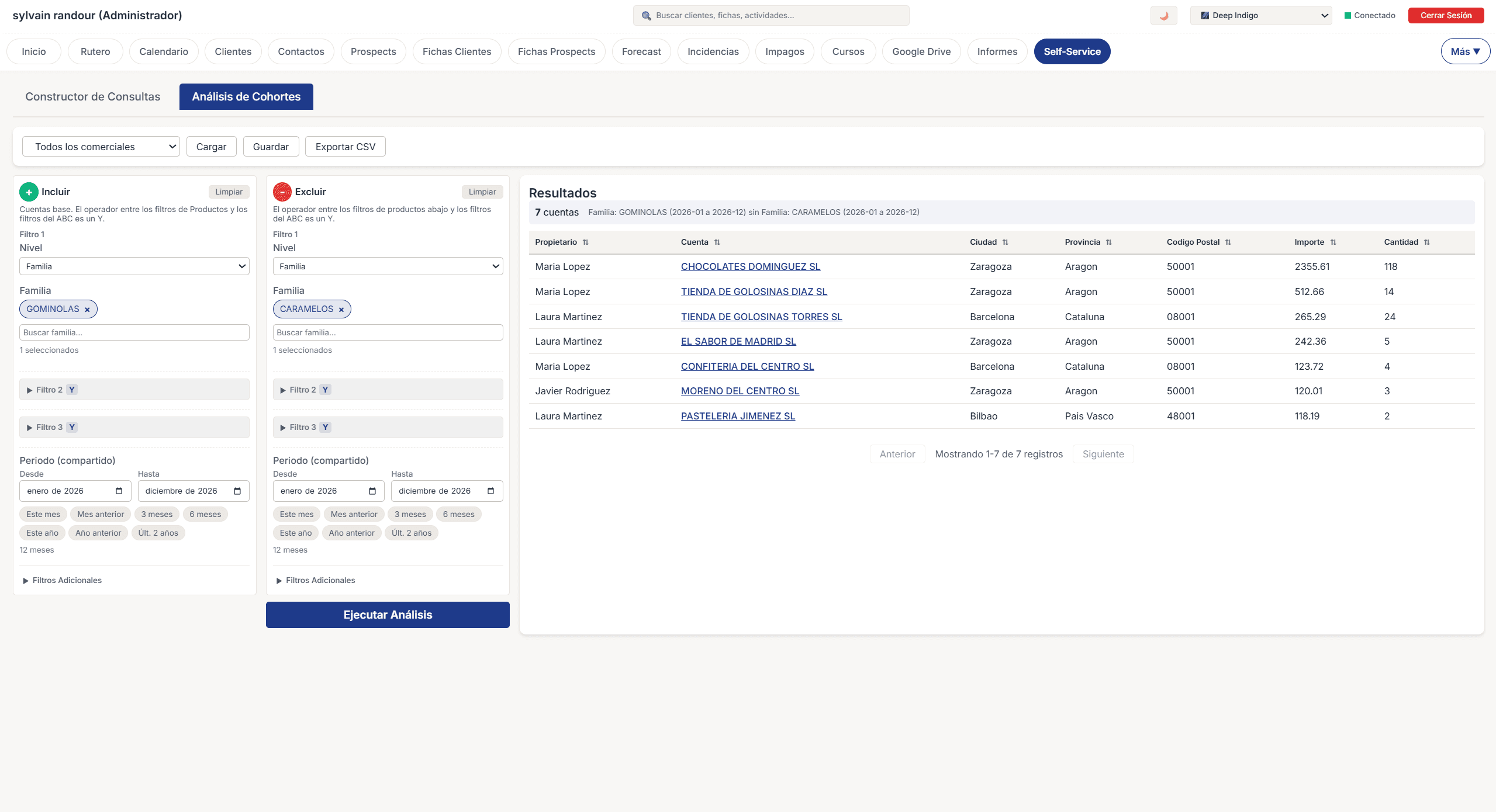 Une donnee tres importante pour un commercial est de savoir quels clients ont achete X pendant une periode donnee et n'ont PAS achete Y pendant une autre periode. Ce rapport est fait pour ca !