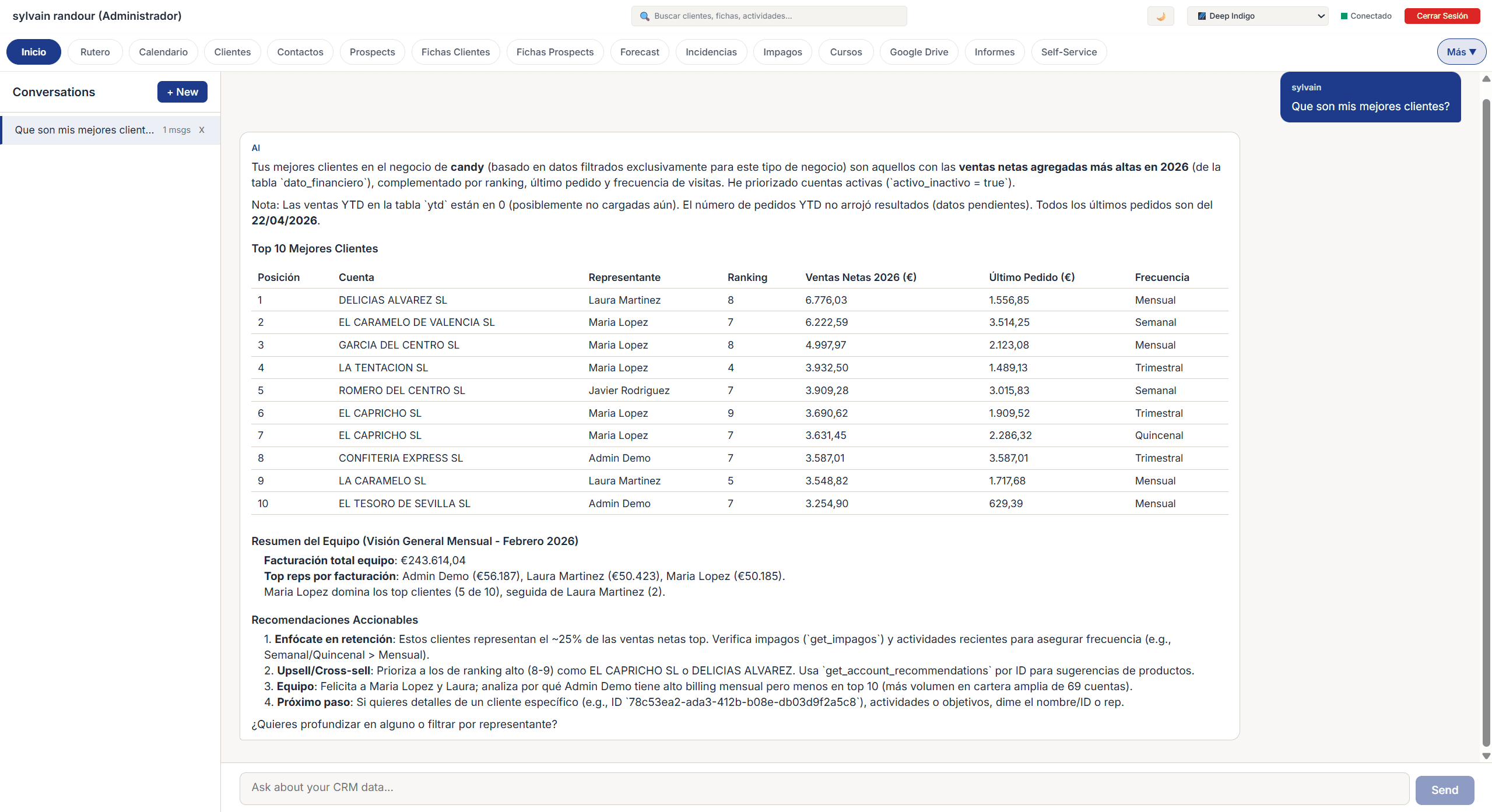 Demandez à l'IA : Quels clients n'ont pas acheté depuis 3 mois ? Et obtenez la réponse en secondes, à partir de vos propres données.