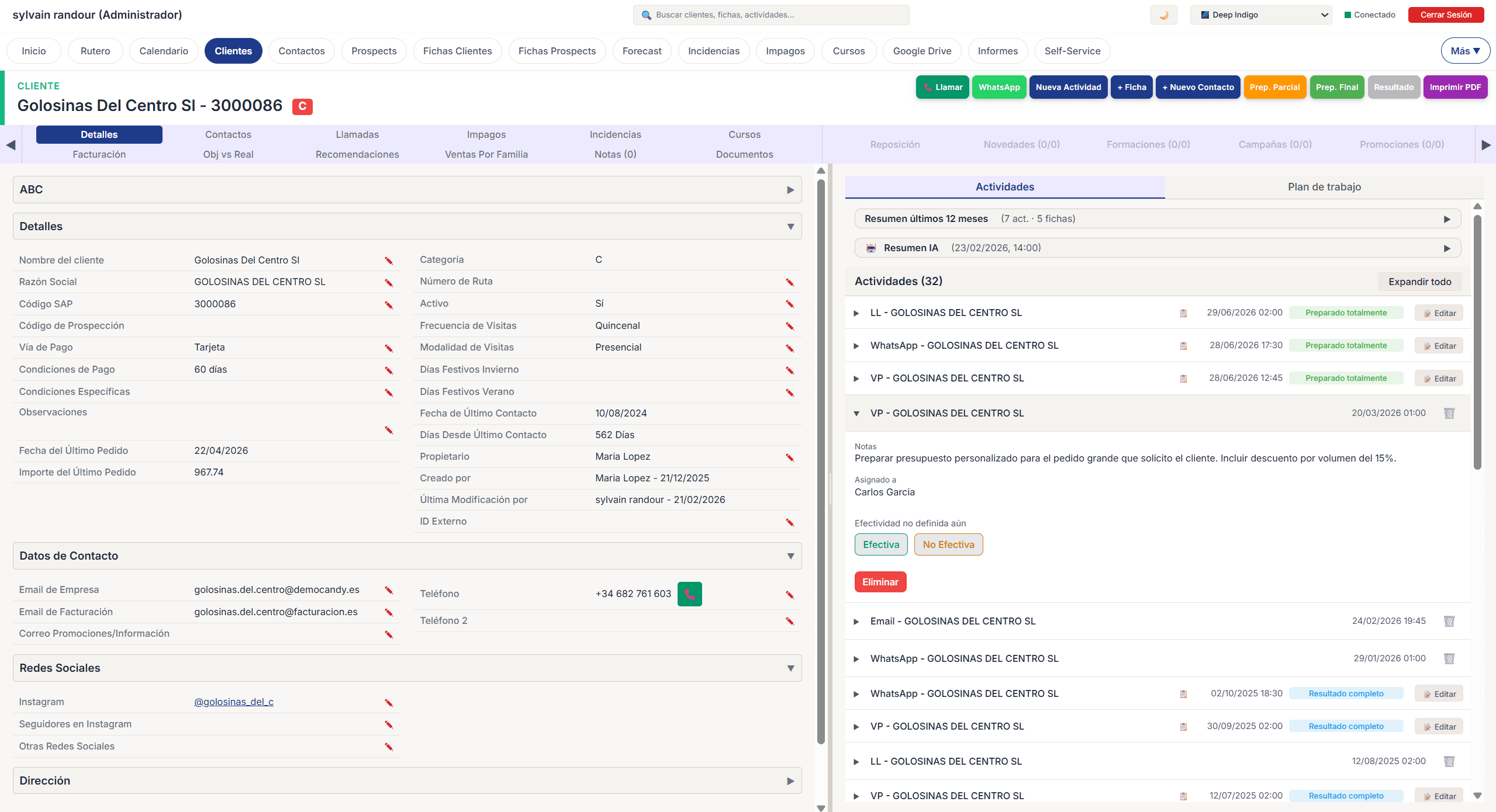 Un écran, toute l'histoire du client. Votre commercial entre en réunion en sachant plus que le client lui-même.